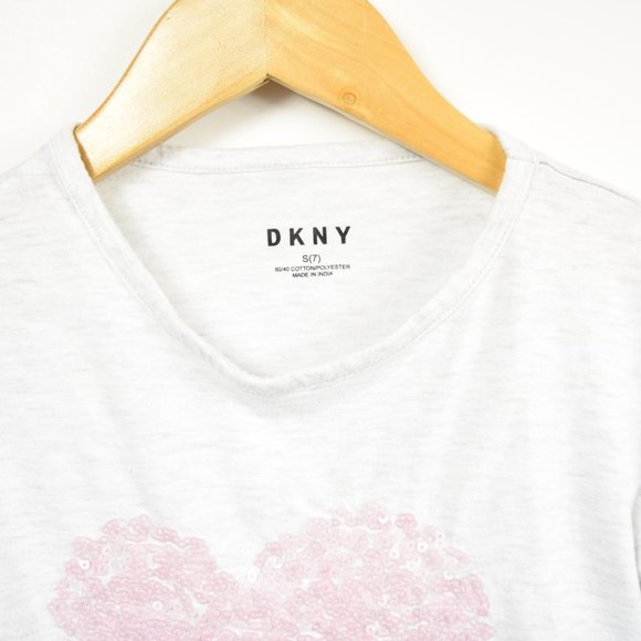Gray t shirt with sequin heart DKNY - Picture 3 of 4